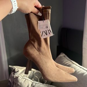 Zara Suede Booties - low heel